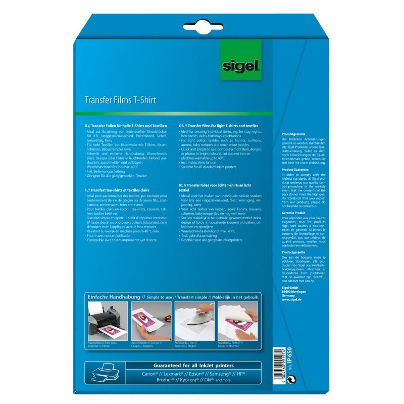 Sigel IP650 Sérigraphie textile Jet d'encre