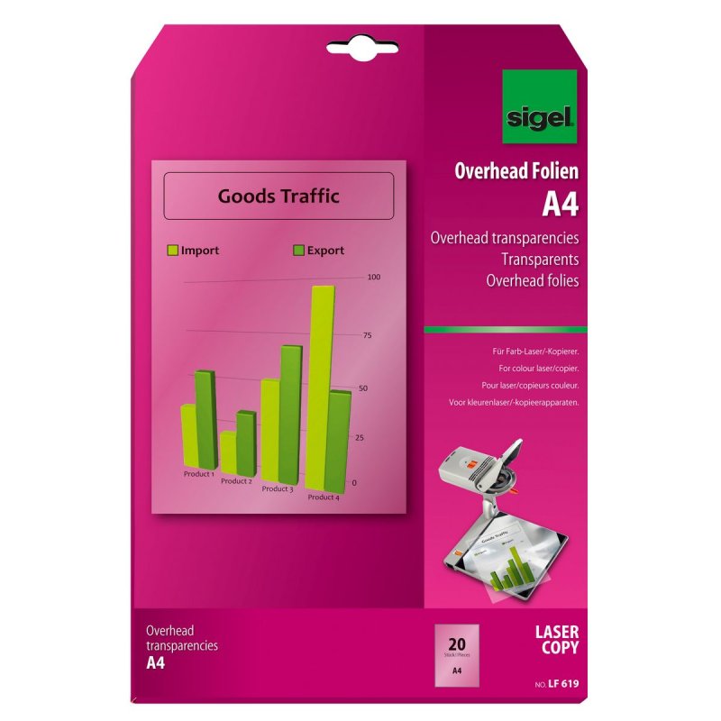 Sigel LF619 film d'impression Laser A4 (210×297 mm) Transparent 20 feuilles