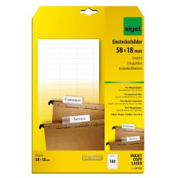 sigel Etiquettes PC pour dossiers suspendus, 58 x 18 mm