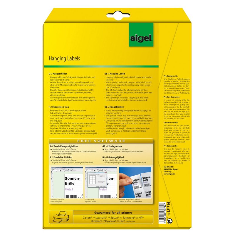 Sigel LP716 printer label White