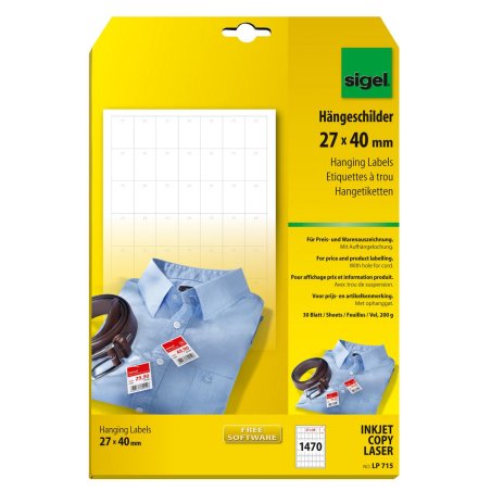 Sigel LP715 printer label White Non-adhesive printer label