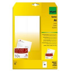 sigel cartes postales PC, A6, 185 g/m2, blanc