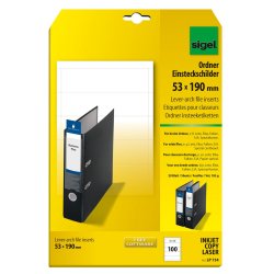 sigel Etiquette PC pour classeur, dos large, 53 x 190 mm