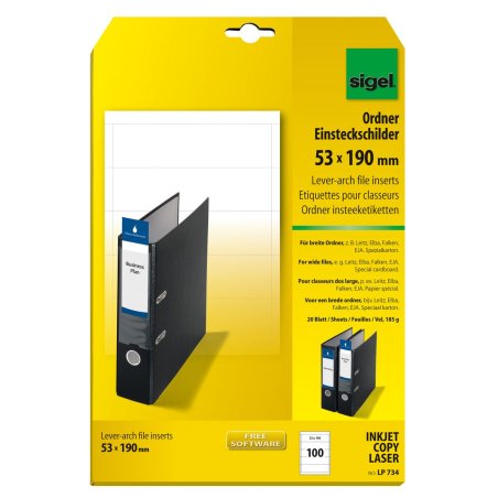 Sigel LP734 non-adhesive label 100 pc(s) White Rectangle