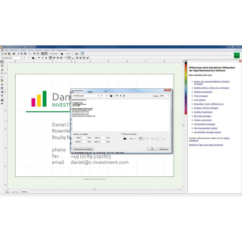 sigel Logiciel BusinessCard, pour cartes de visite