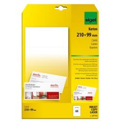 sigel cartes de correspondance PC, format DL, 185g/m2, blanc