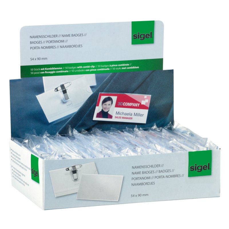 sigel Porte-badge avec double système de fixation,54 x 90 mm