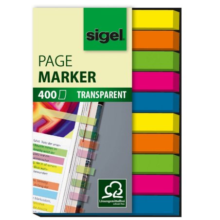 Sigel HN617 bookmark Flexible bookmark Blue, Green, Orange, Pink, Yellow 400 pc(s)