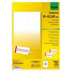 sigel Carte marque-place, blanc éclatant, 185 g/m2