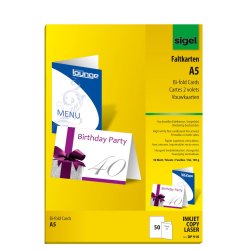 sigel cartes 2 volets, A5 (A4), 185 g/m2, extra blanc