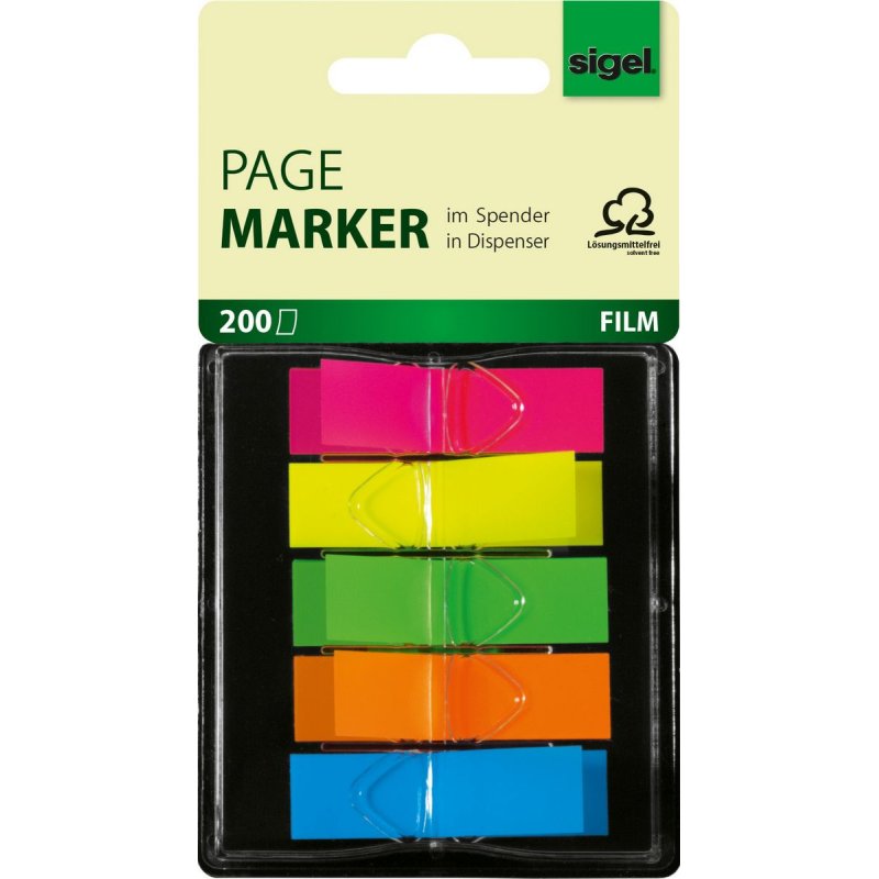 Sigel HN489 marque-pages Marque-page flexible Bleu, Vert, Orange, Rouge, Jaune 200 pièce(s)