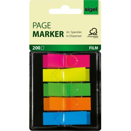 sigel Marque-page repositionnable "Z-Marker" film Neon Mini
