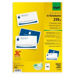 sigel Cartes de visite 3C, 85 x 55 mm, 250 g/m2, extra blanc