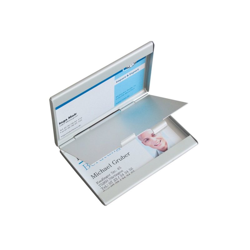 sigel Etui pour cartes de visite "Twin", aluminium, argent