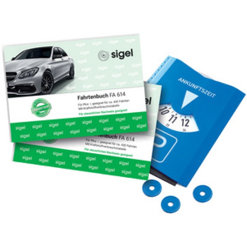 sigel Formularbuch "Fahrtenbuch Pkw" mit GRATIS Parkscheibe