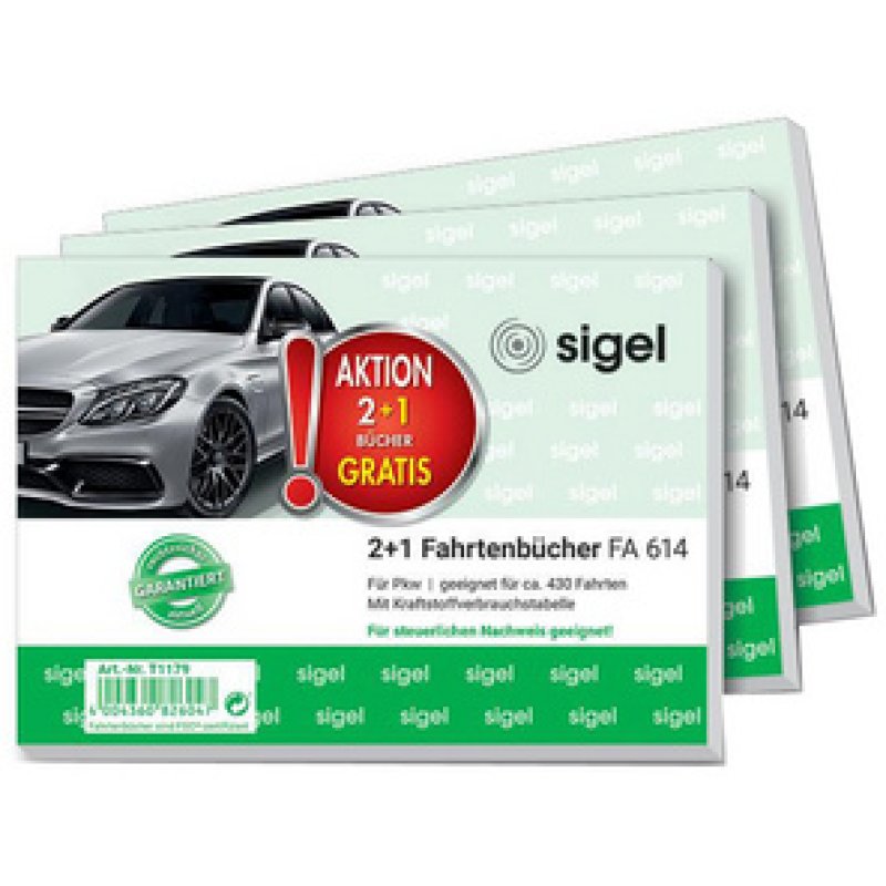 sigel Formularbuch "Fahrtenbuch Pkw" mit GRATIS Parkscheibe