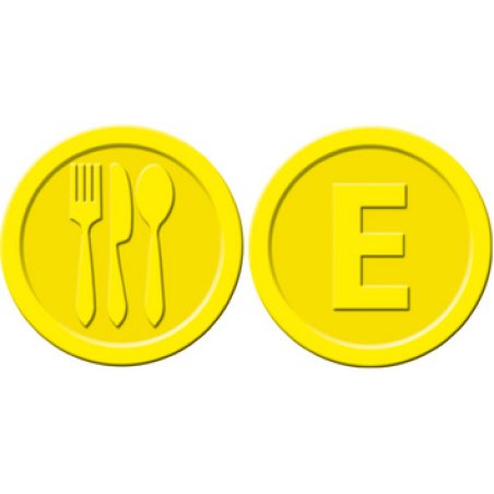 sigel Wertmarken "Essen", aus Kunststoff, gelb