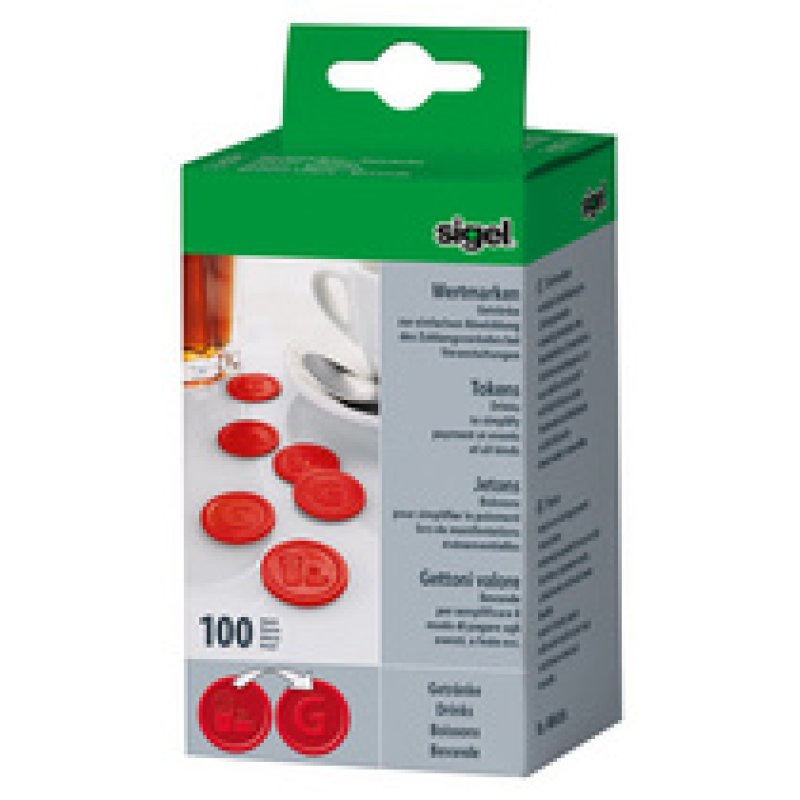 sigel Wertmarken "Getränke", aus Kunststoff, blau