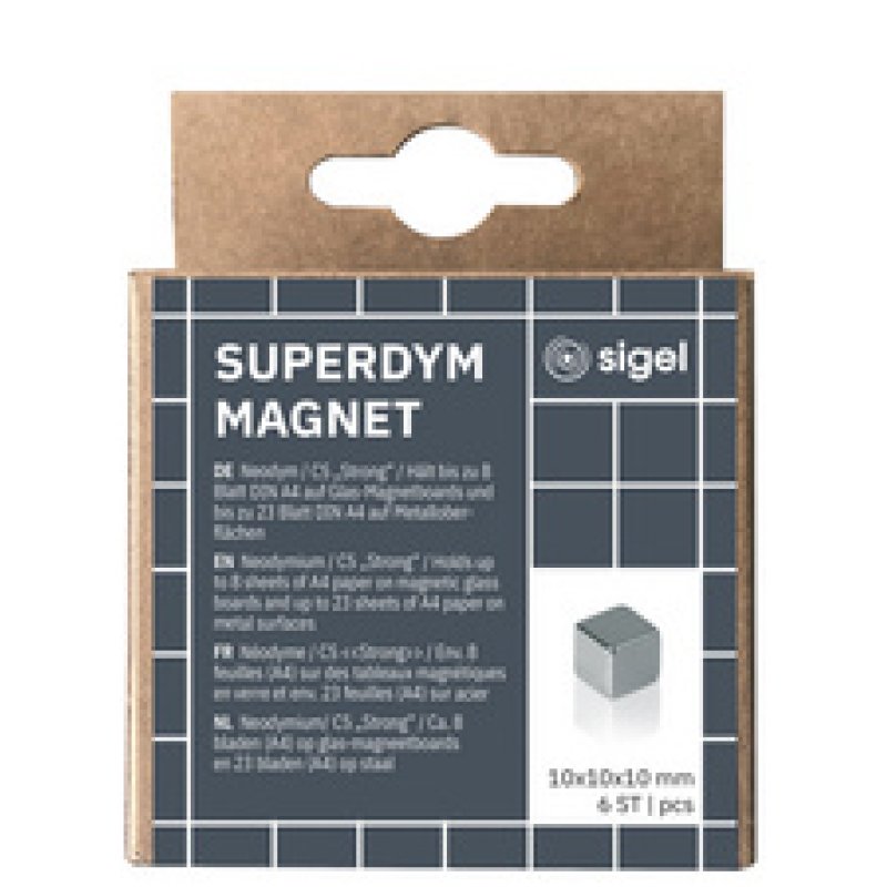 sigel Cube aimanté néodym "Strong" C5, set de 6, argent