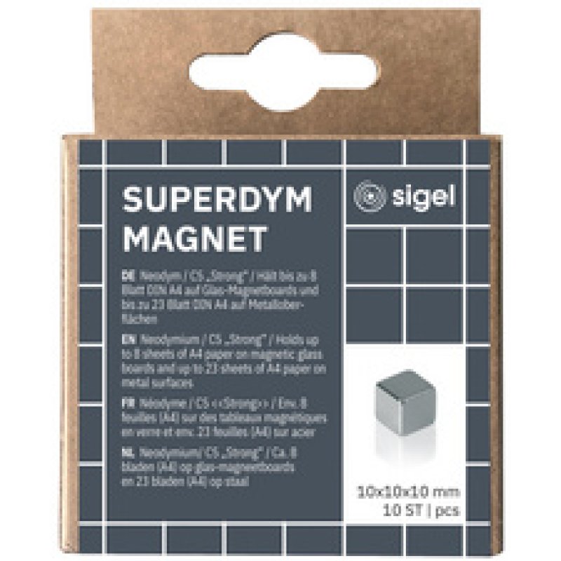 sigel cube aimanté néodym "Strong" C5, set de 10, argent