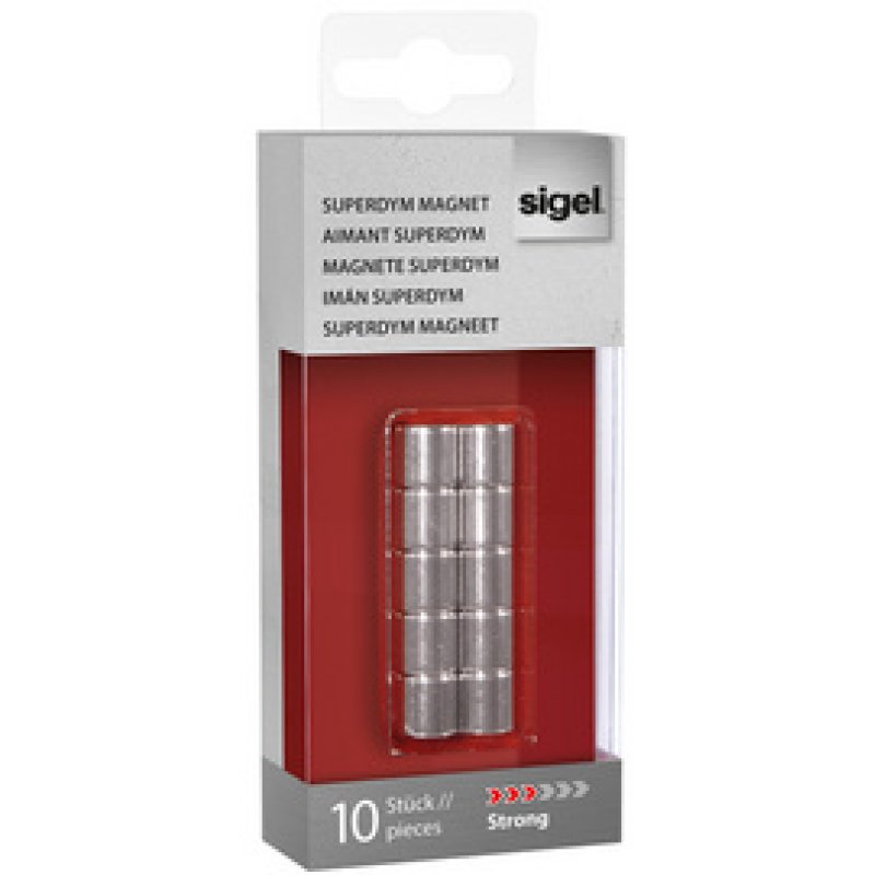 sigel Aimant néodyme cylindrique "Strong" C5, set de 10