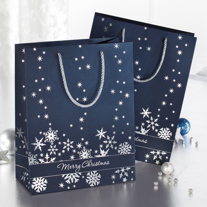 sigel Sac cadeau de Noël "Silver Snowflakes", grand