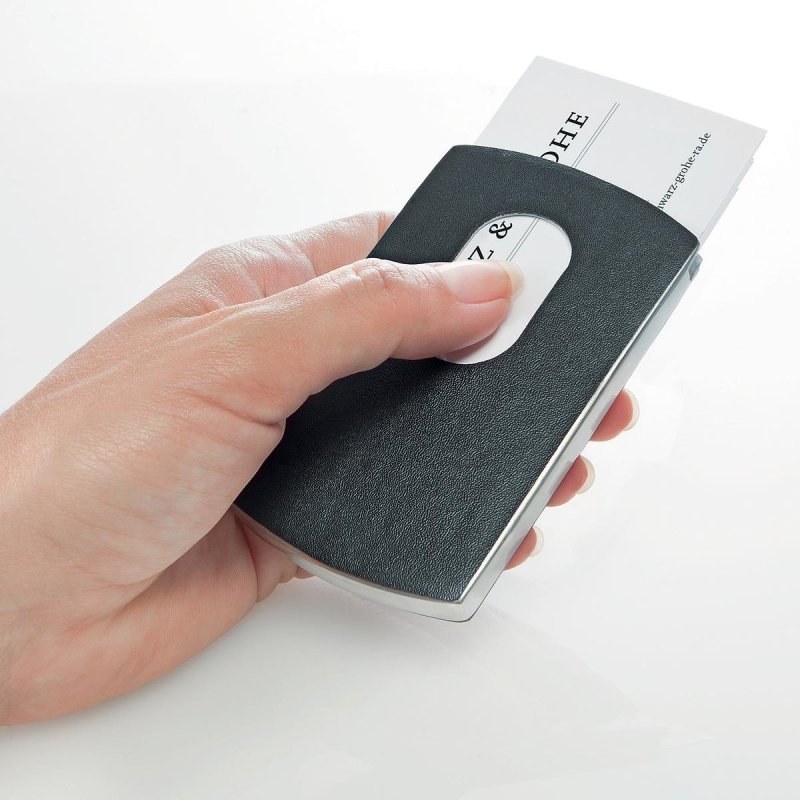Sigel VZ121 rangement de cartes de visites Cuir, Acier inoxydable Noir