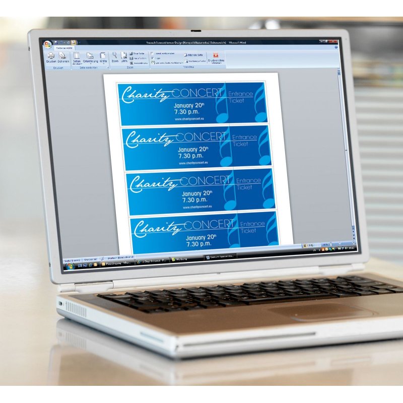 sigel Billet d'entrée, 180 x 55 mm, imprimable, extra blanc