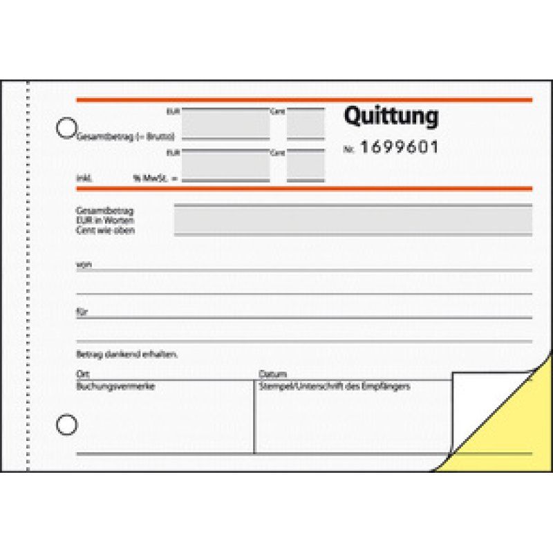sigel Formularbuch "Quittung", inkl. MwSt., DIN A6 quer