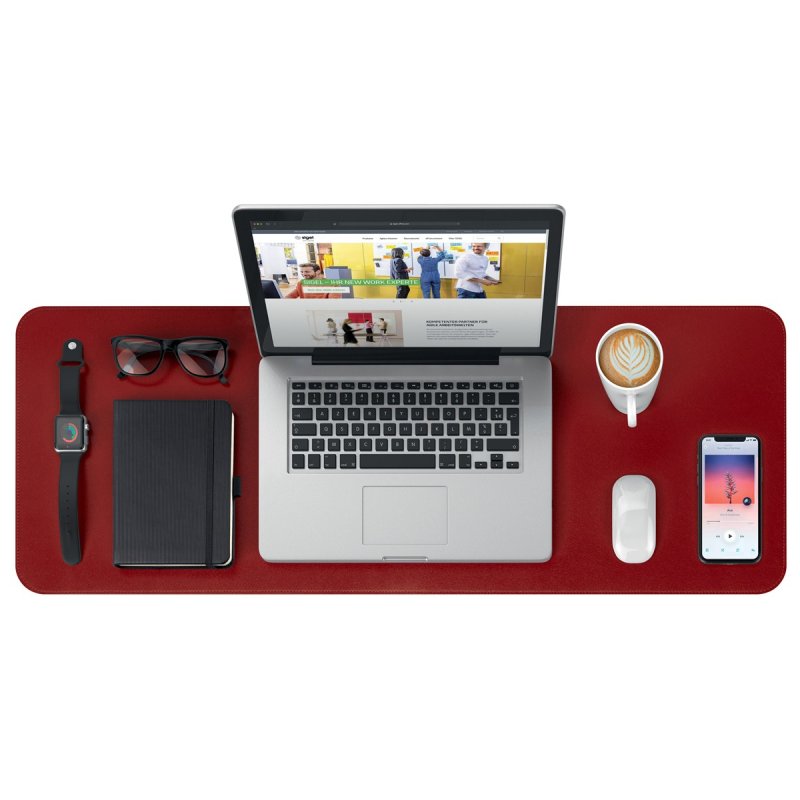 sigel Sous-main, similicuir, enroulable, noir/rouge