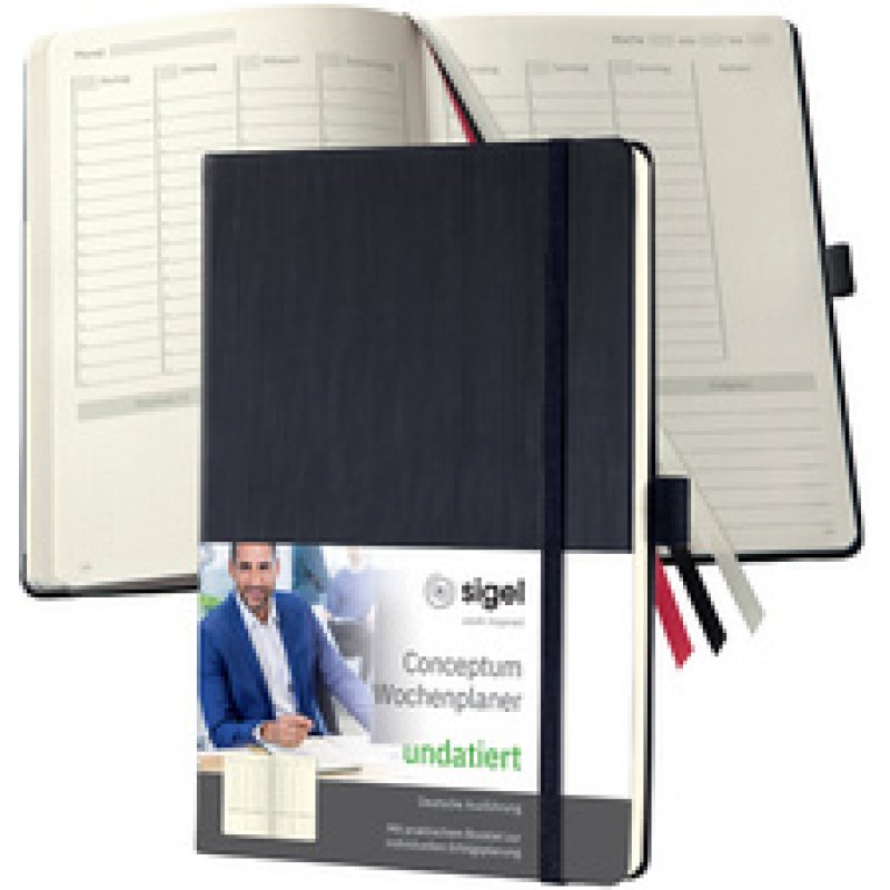 sigel Buchkalender Conceptum, DIN A5, immerwährend, schwarz