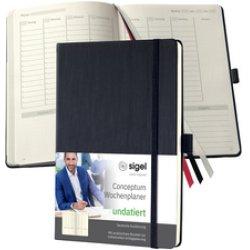 sigel Buchkalender Conceptum, DIN A5, immerwährend, schwarz