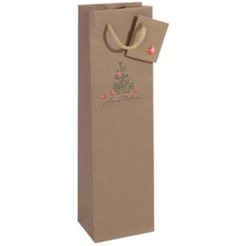 sigel Sac cadeau Noël pour bouteille "Cut-out style", kraft