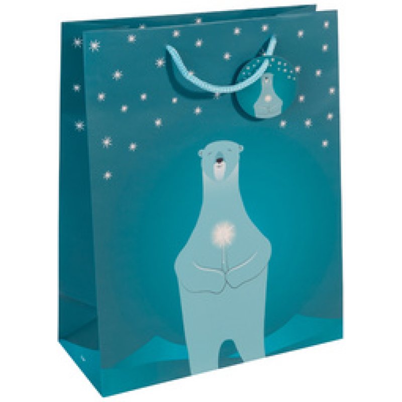 sigel Sac cadeau de Noël "Polar bear with candle", petit