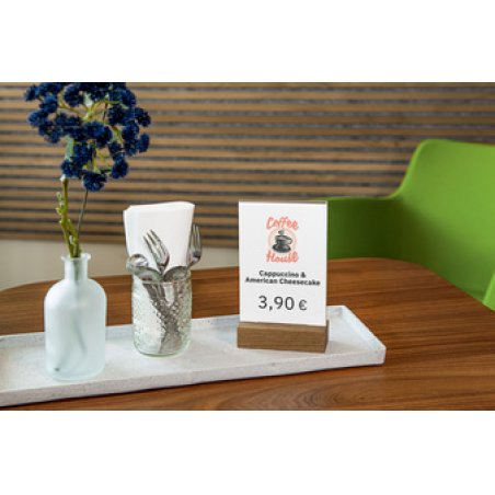 sigel Présentoir de table avec socle en bois, acrylique, A5