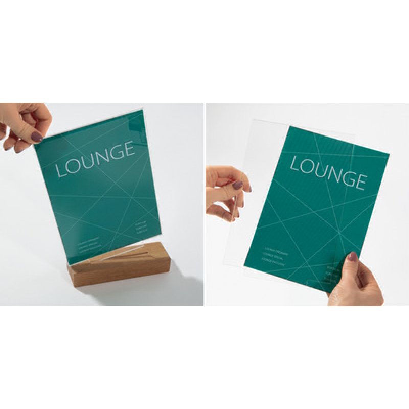 sigel Présentoir de table avec socle en bois, acrylique, A4