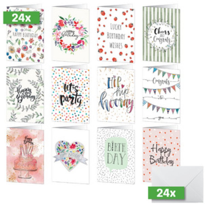 sigel Set de cartes d'anniversaire "Colorful Birthday Fun"