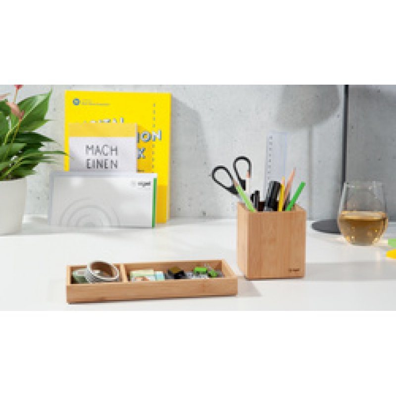 sigel Plumier à crayons Eyestyle, en bambou, gris clair/noir