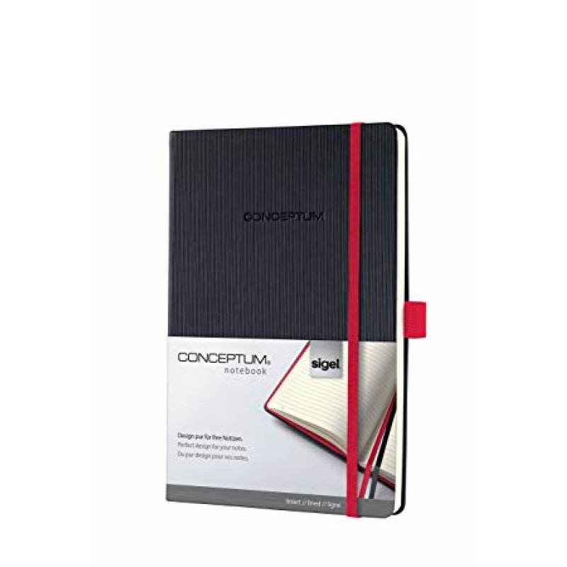 sigel Carnet de notes Conceptum, A5, quadrillé, noir/rouge