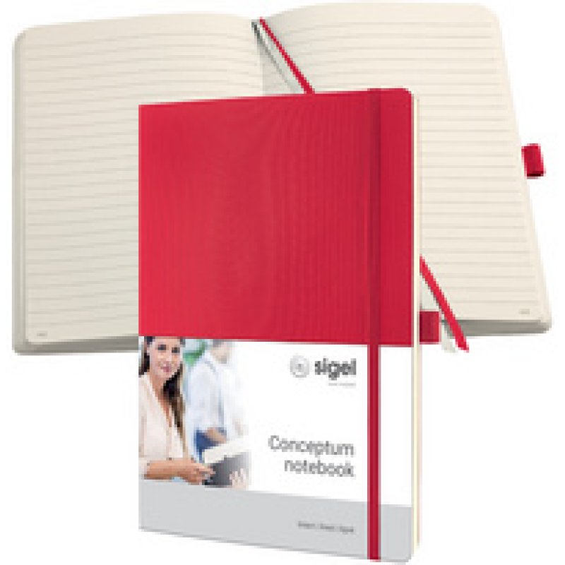 sigel Carnet de notes Conceptum, A4, quadrillé, rouge