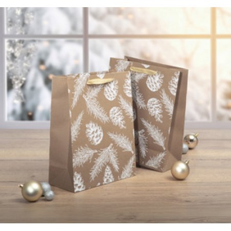 sigel Sac cadeau de Noël "Pine cones and pine branches"