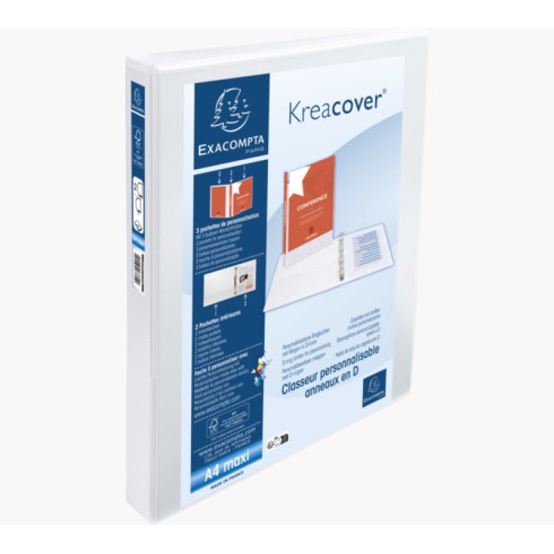 EXACOMPTA Classeur personnalisable Kreacover, A4 Maxi, blanc