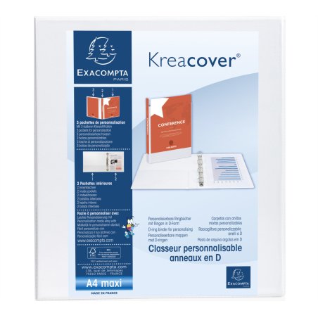 EXACOMPTA Classeur personnalisable Kreacover, A4 Maxi, blanc