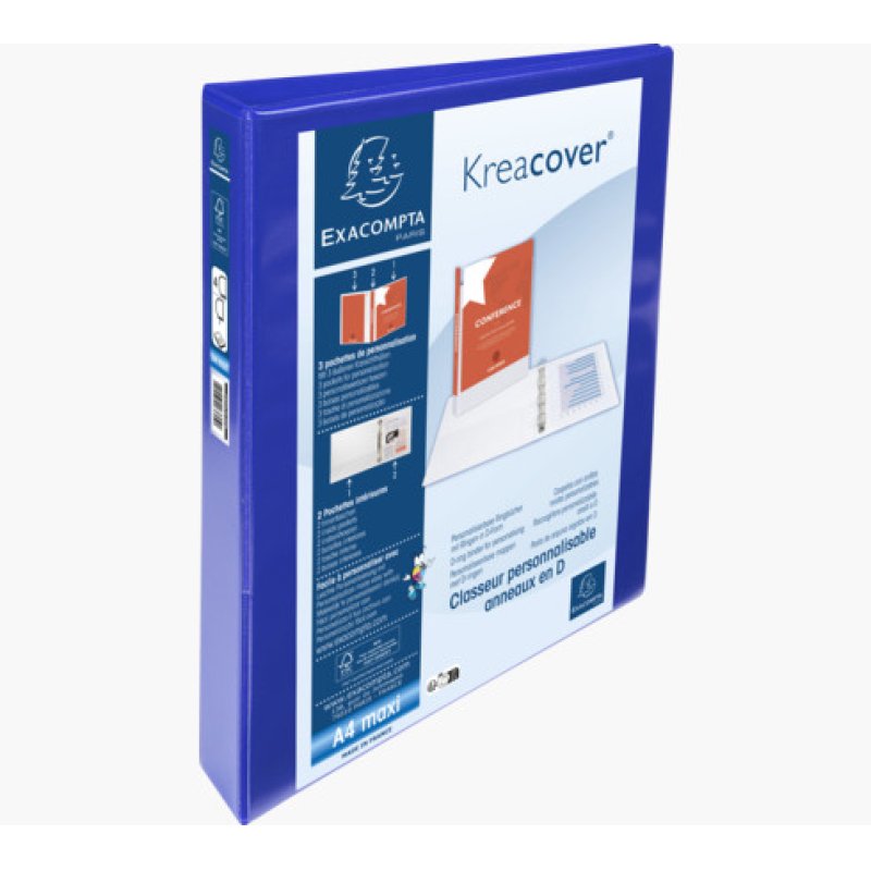 EXACOMPTA Classeur personnalisable Kreacover, A4 Maxi, bleu