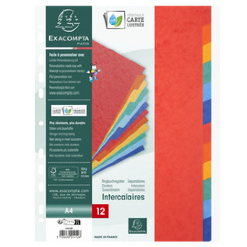 EXACOMPTA Intercalaires en carton, A4, 12 touches