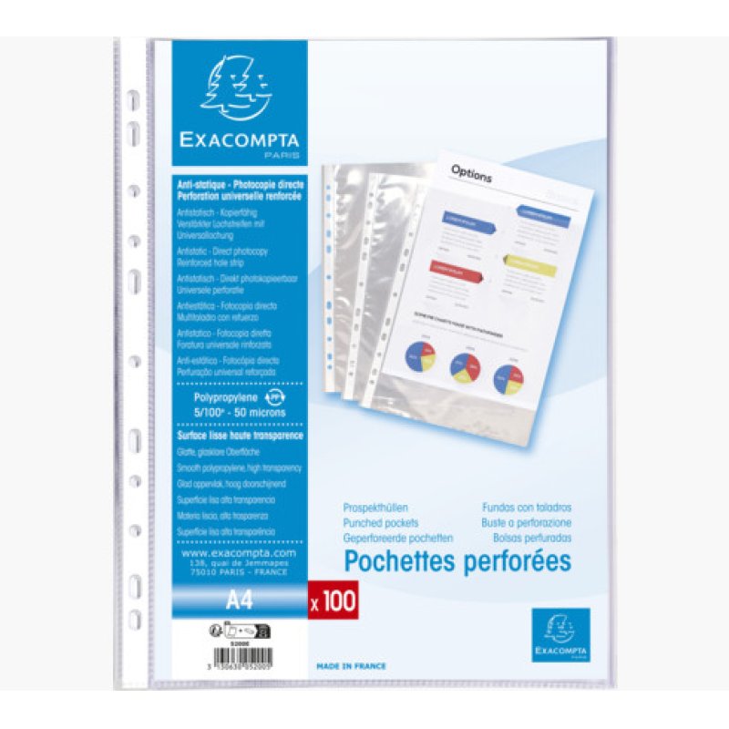 Exacompta 5200E protecteur de feuilles 210 x 297 mm (A4) Polypropylène (PP)