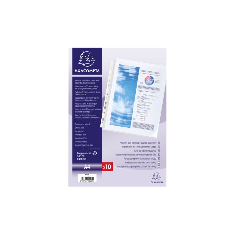 Exacompta 5507E protecteur de feuilles 210 x 297 mm (A4) Polypropylène (PP) 10 pièce(s)