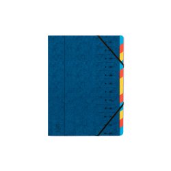 EXACOMPTA Trieur, A4, carton, 12 compartiments, bleu