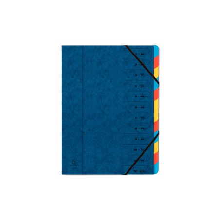 EXACOMPTA Trieur, A4, carton, 12 compartiments, bleu