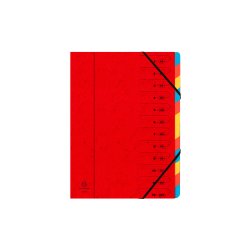 EXACOMPTA Trieur, A4, carton, 12 compartiments, rouge